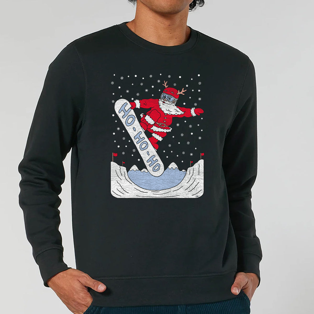 Ho Ho Ho Snowboarding Christmas | Vintage Rocker Sweatshirt