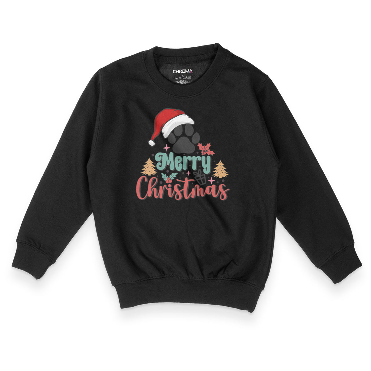 Merry Christmas Cute Dog Lover | Kid's Christmas Sweatshirt Chroma Clothing