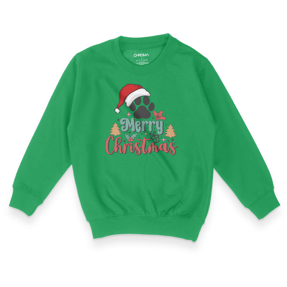 Merry Christmas Cute Dog Lover | Kid's Christmas Sweatshirt Chroma Clothing