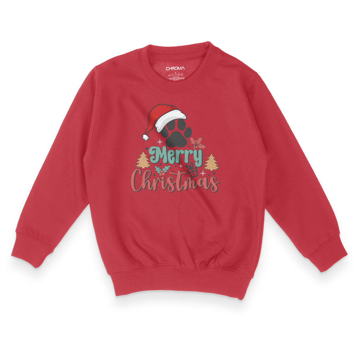 Merry Christmas Cute Dog Lover | Kid's Christmas Sweatshirt Chroma Clothing