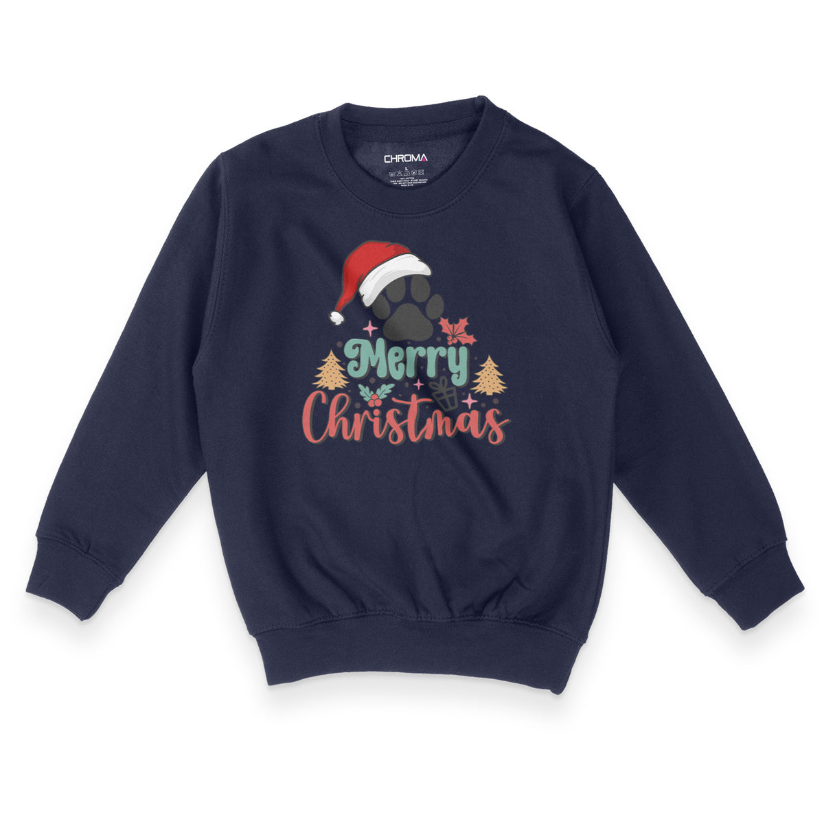 Merry Christmas Cute Dog Lover | Kid's Christmas Sweatshirt Chroma Clothing