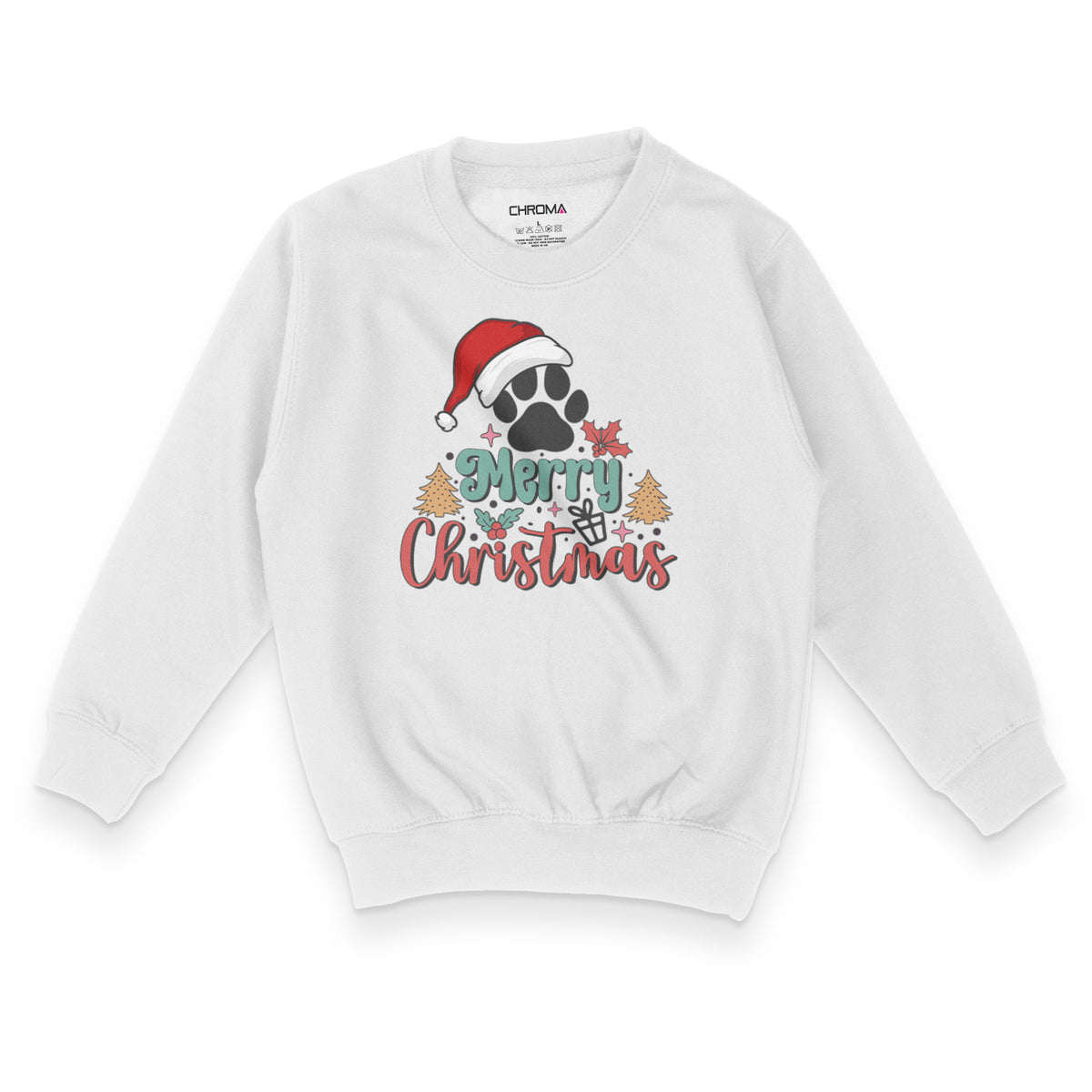 Merry Christmas Cute Dog Lover | Kid's Christmas Sweatshirt Chroma Clothing