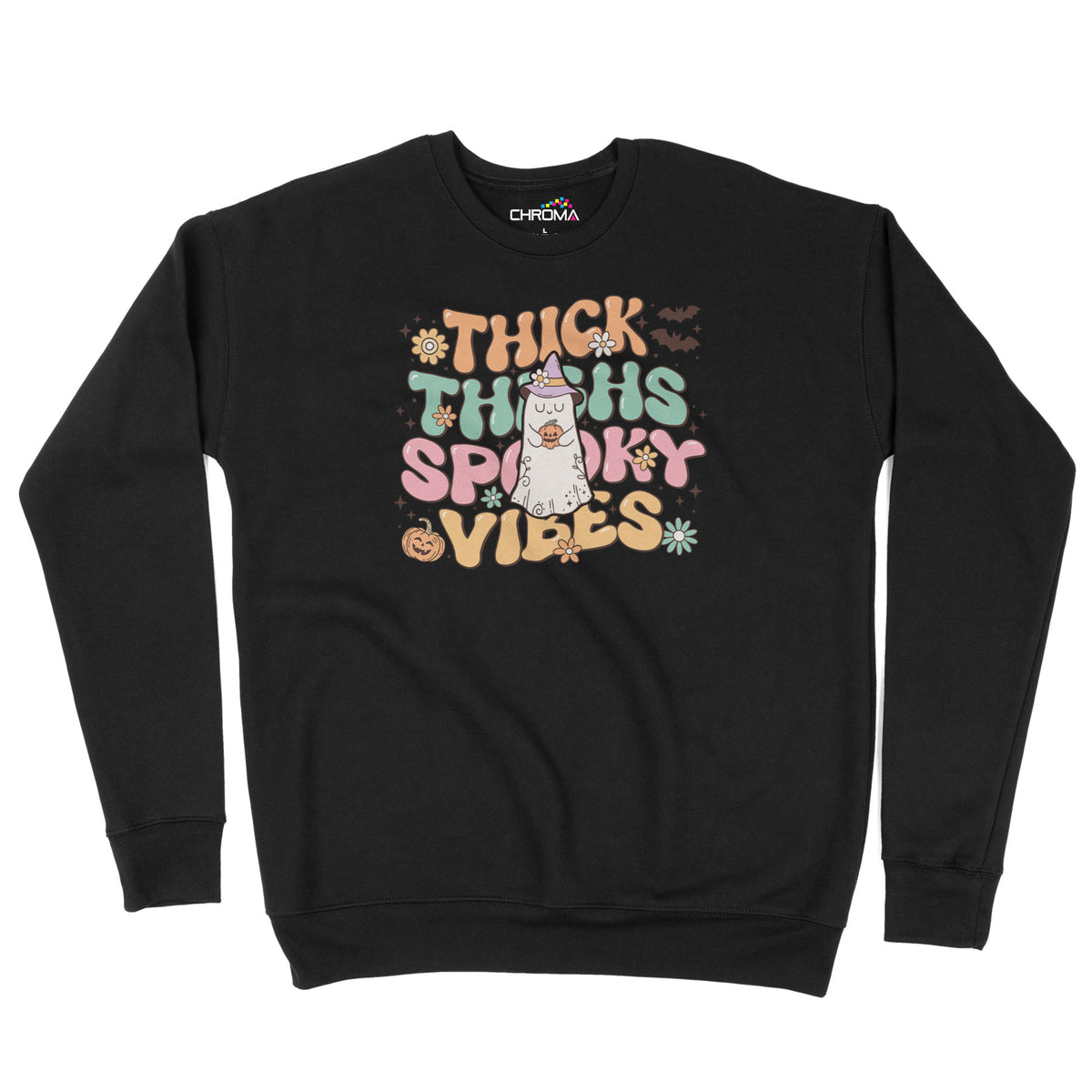 Thick Thighs Spooky Vibes | Unisex Adult Sweatshirt | Premium Halloween Clothing-Adult Sweatshirt-Chroma Clothing