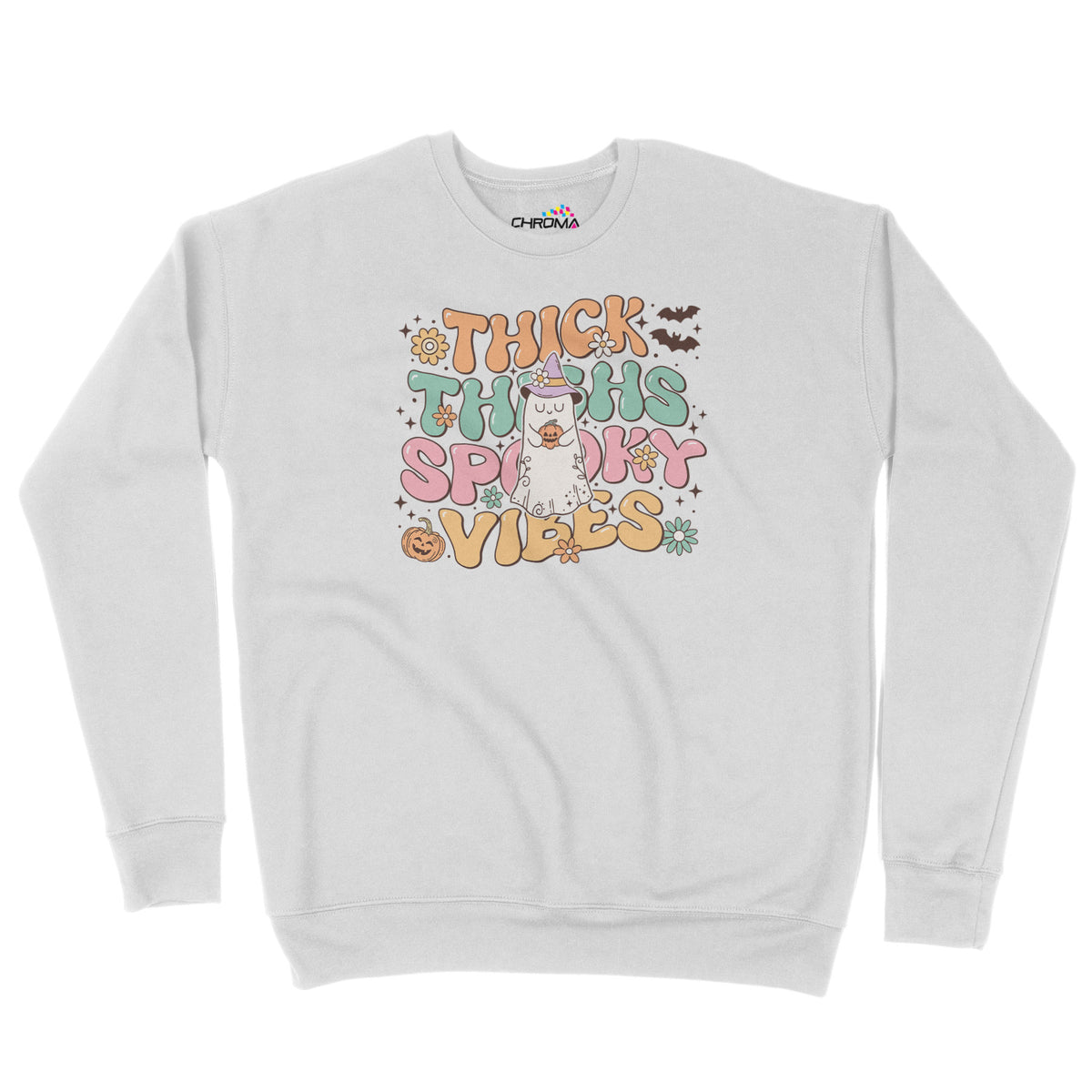 Thick Thighs Spooky Vibes | Unisex Adult Sweatshirt | Premium Halloween Clothing-Adult Sweatshirt-Chroma Clothing