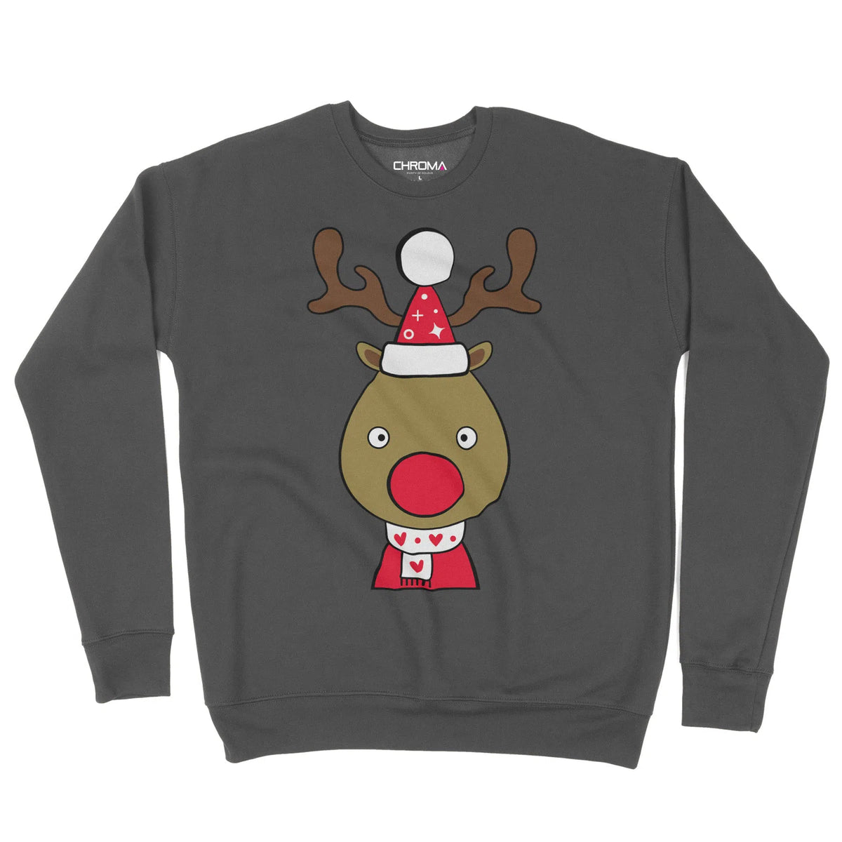 Rudolph Reindeer Cartoon | Unisex Christmas Sweater Chroma Clothing