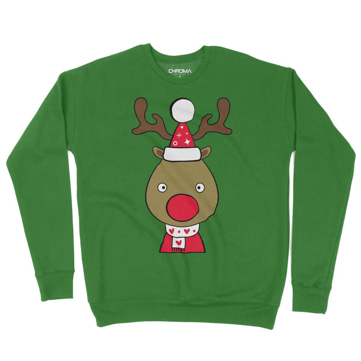Rudolph Reindeer Cartoon | Unisex Christmas Sweater Chroma Clothing