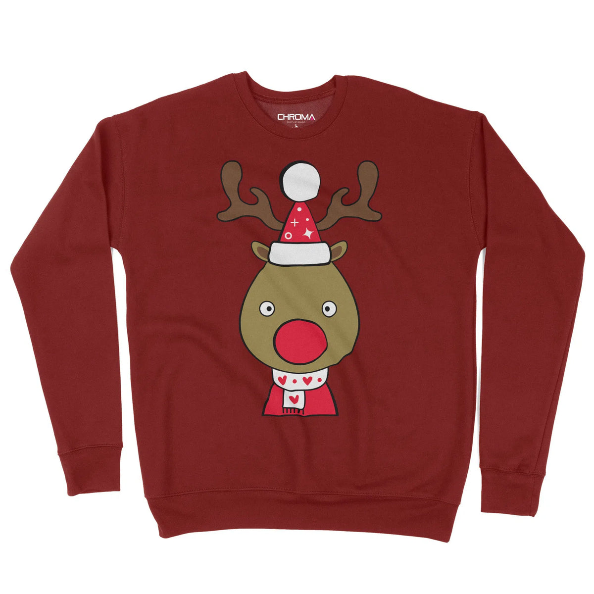 Rudolph Reindeer Cartoon | Unisex Christmas Sweater Chroma Clothing