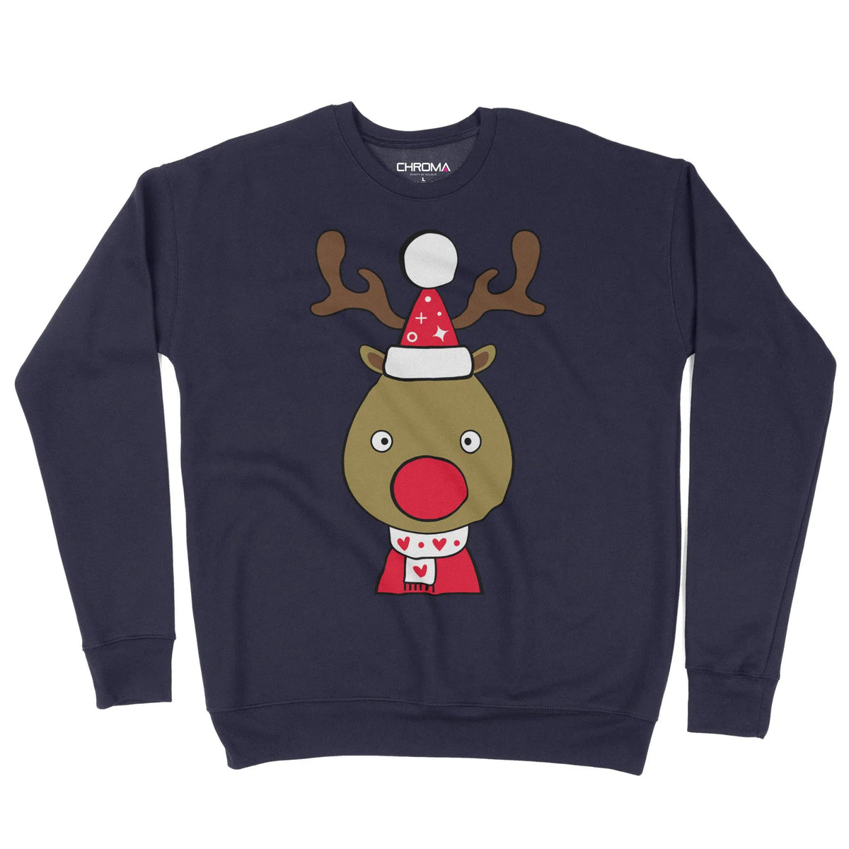 Rudolph Reindeer Cartoon | Unisex Christmas Sweater Chroma Clothing