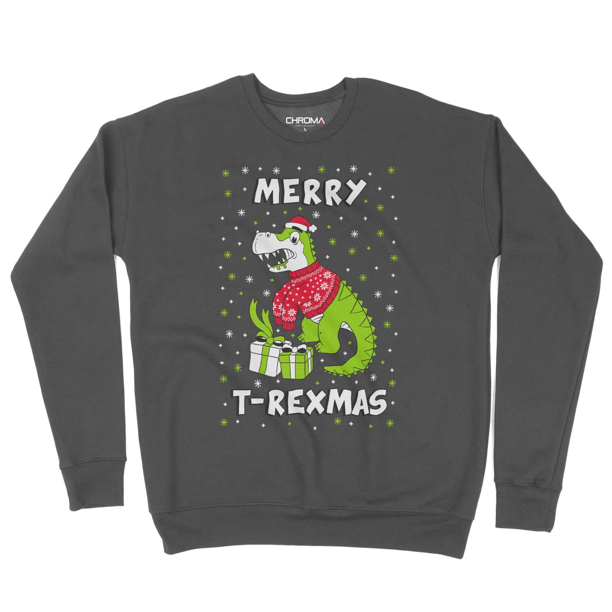 Merry T-Rexmas Dinosaur Santa | Unisex Christmas Sweater Chroma Clothing