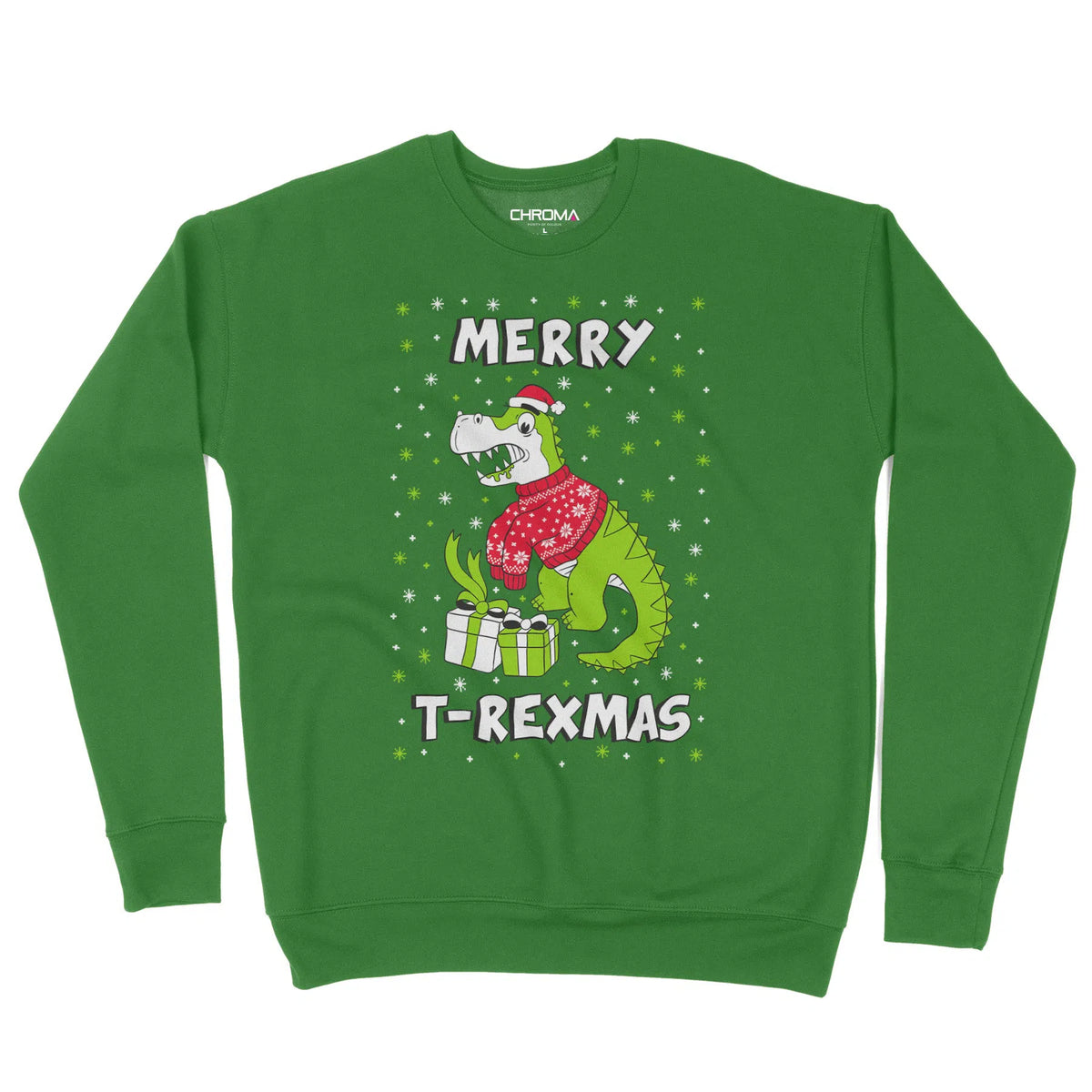 Merry T-Rexmas Dinosaur Santa | Unisex Christmas Sweater Chroma Clothing