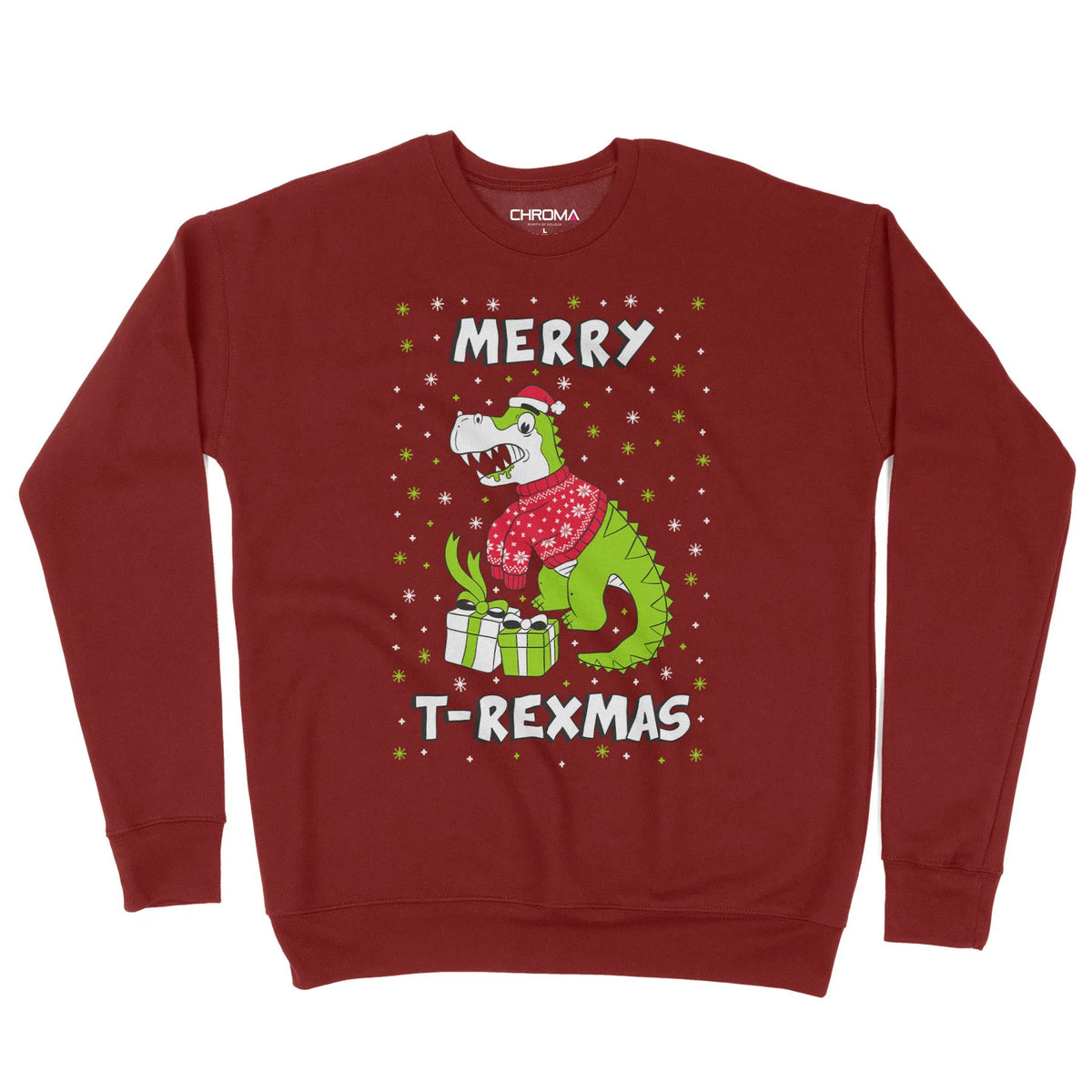 Merry T-Rexmas Dinosaur Santa | Unisex Christmas Sweater Chroma Clothing