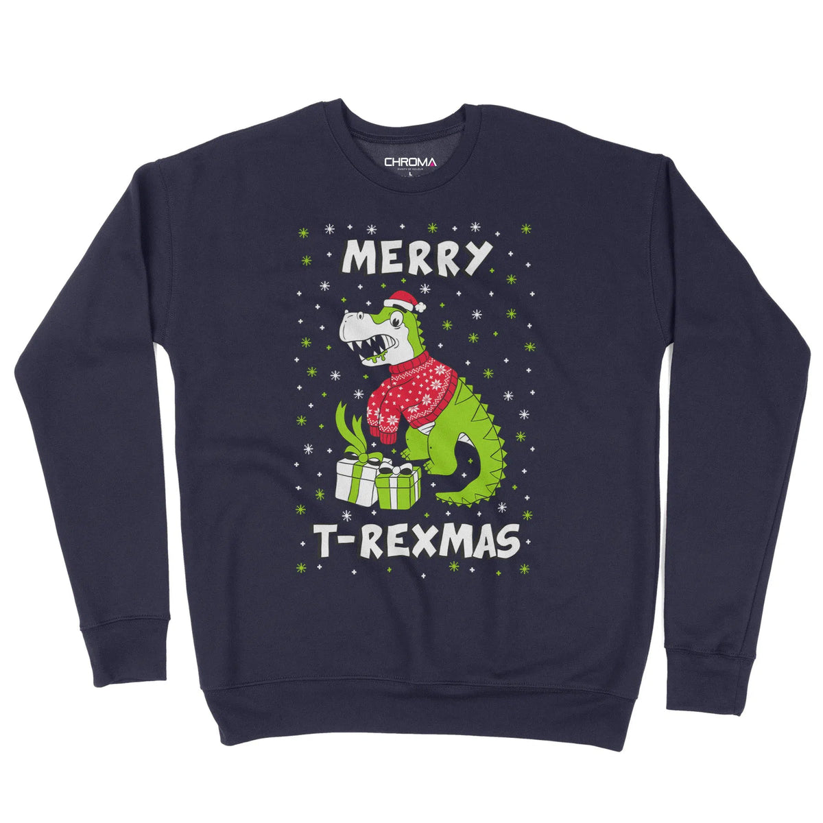 Merry T-Rexmas Dinosaur Santa | Unisex Christmas Sweater Chroma Clothing
