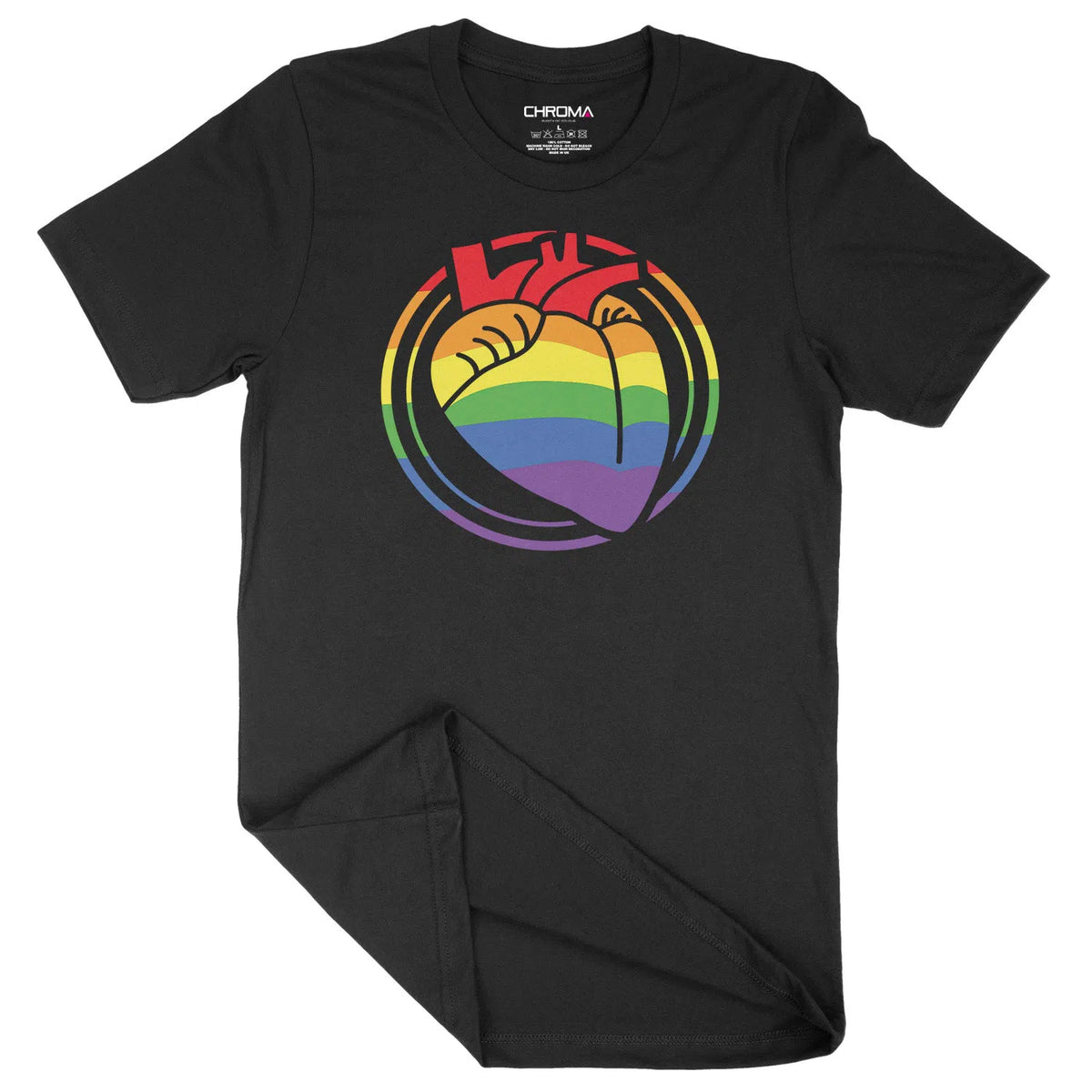 Beating Heart Rainbow LGBTQ | Unisex Adult T-Shirt Chroma Clothing