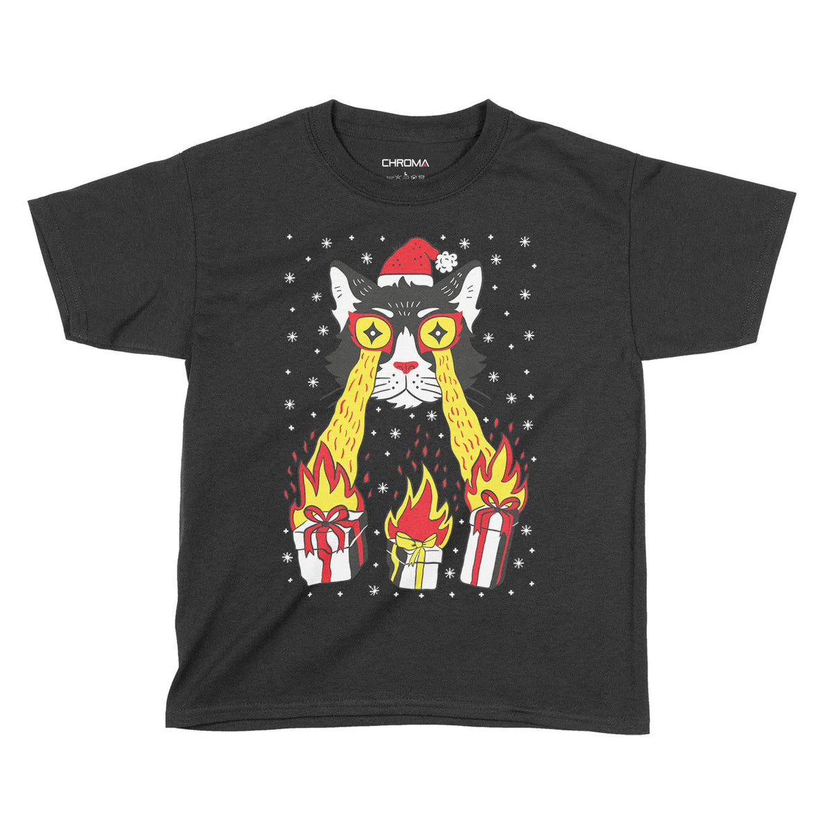 Laser Cat Santa Festive Fun | Kids Christmas T-Shirt Chroma Clothing