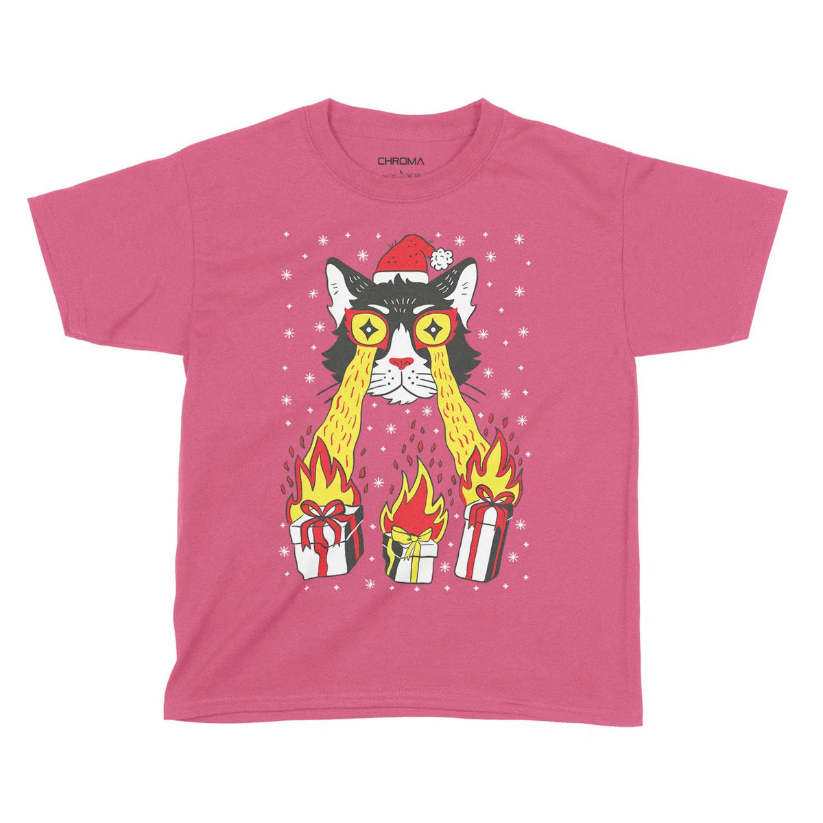 Laser Cat Santa Festive Fun | Kids Christmas T-Shirt Chroma Clothing