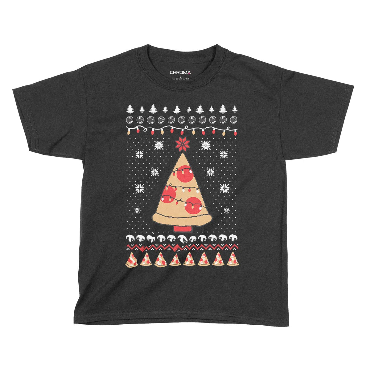 Pizza Christmas Tree | Kids Christmas T-Shirt Chroma Clothing