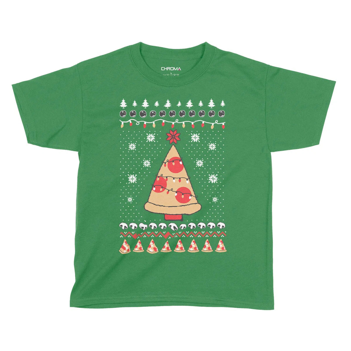 Pizza Christmas Tree | Kids Christmas T-Shirt Chroma Clothing