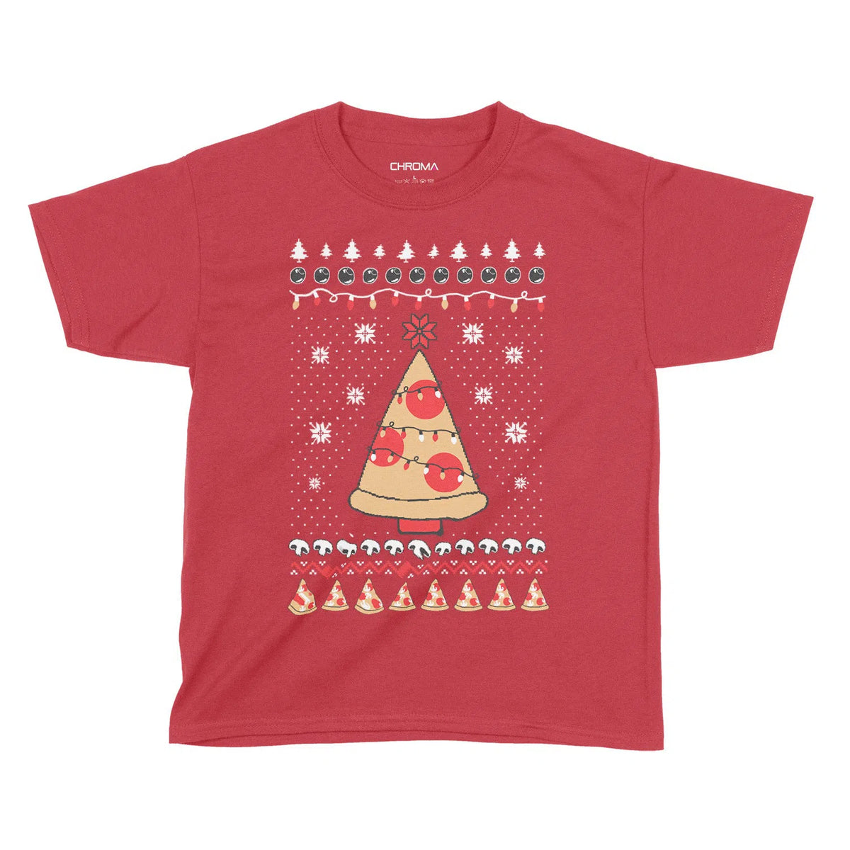 Pizza Christmas Tree | Kids Christmas T-Shirt Chroma Clothing