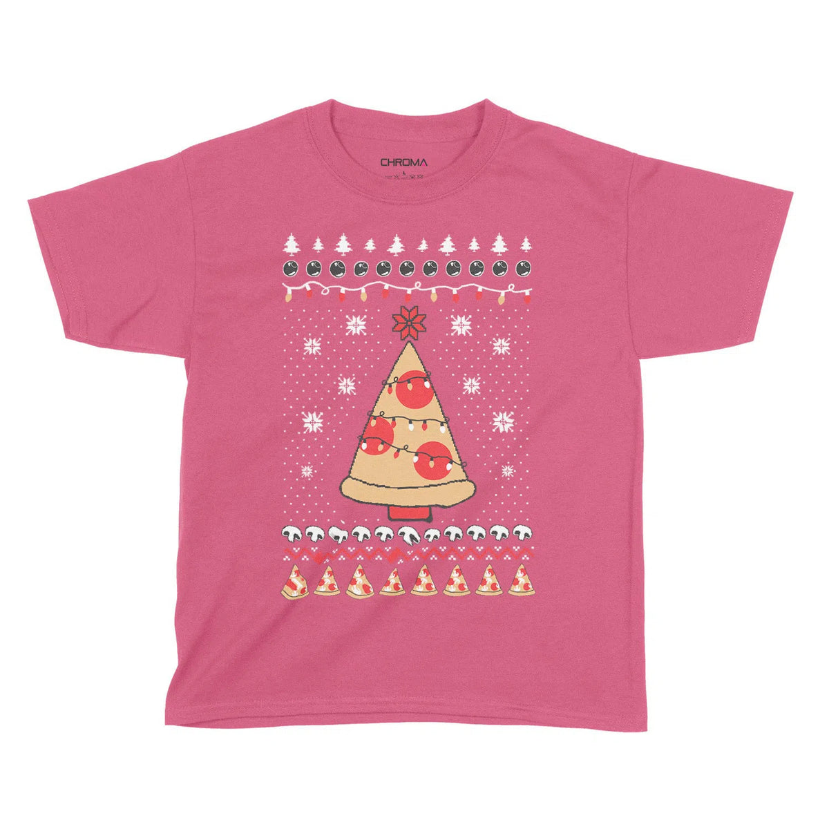 Pizza Christmas Tree | Kids Christmas T-Shirt Chroma Clothing
