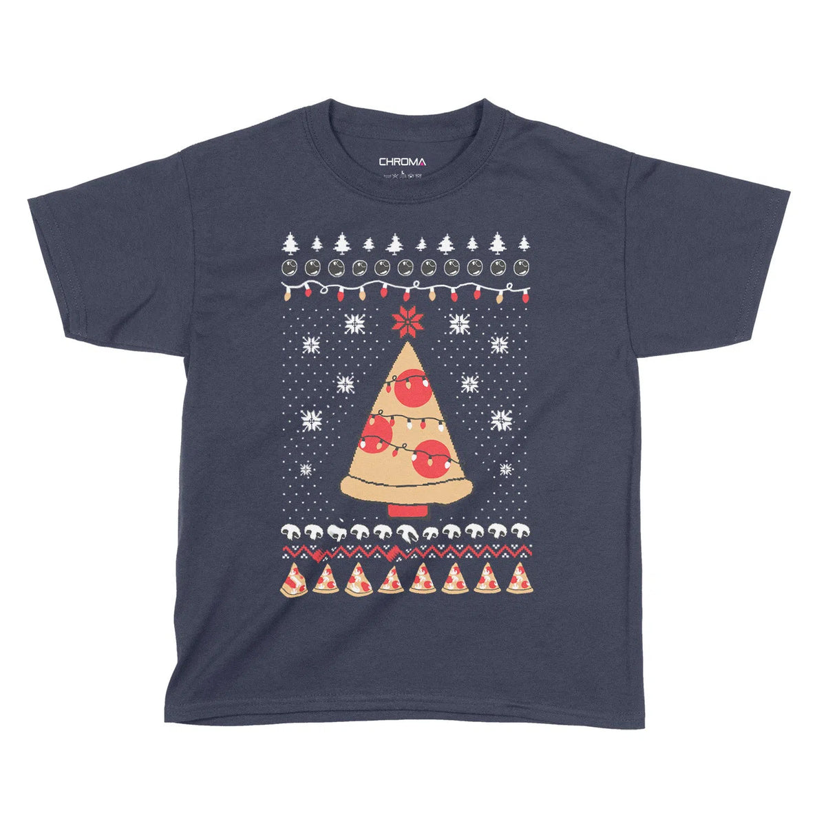 Pizza Christmas Tree | Kids Christmas T-Shirt Chroma Clothing