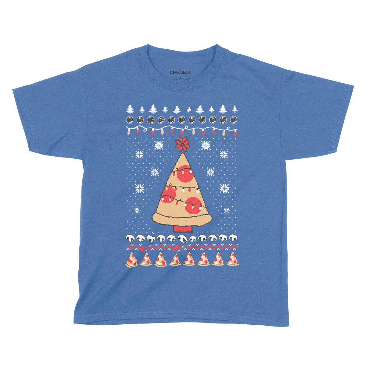 Pizza Christmas Tree | Kids Christmas T-Shirt Chroma Clothing