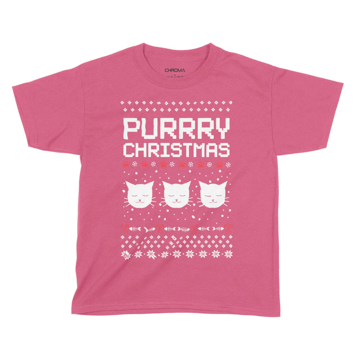 Purrry Christmas Funny Cat Shirt | Kids Christmas T-Shirt Chroma Clothing