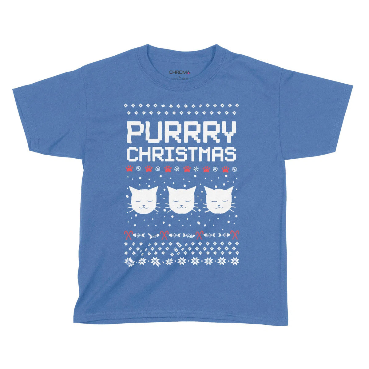 Purrry Christmas Funny Cat Shirt | Kids Christmas T-Shirt Chroma Clothing