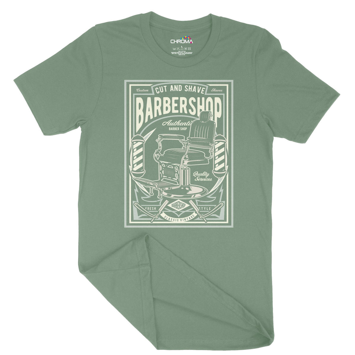 Barbershop Cut & Shave | Vintage Adult T-Shirt | Classic Vintage Cloth Chroma Clothing