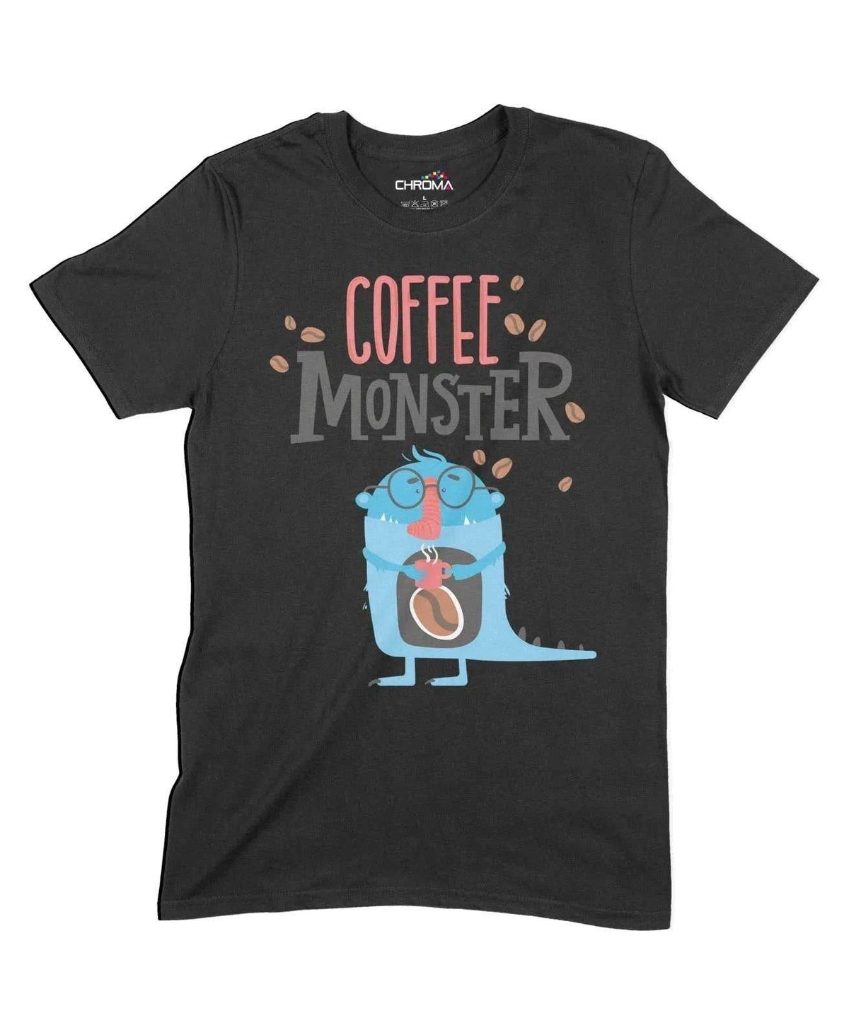 Coffee Monster Unisex Adult T-Shirt Chroma Clothing