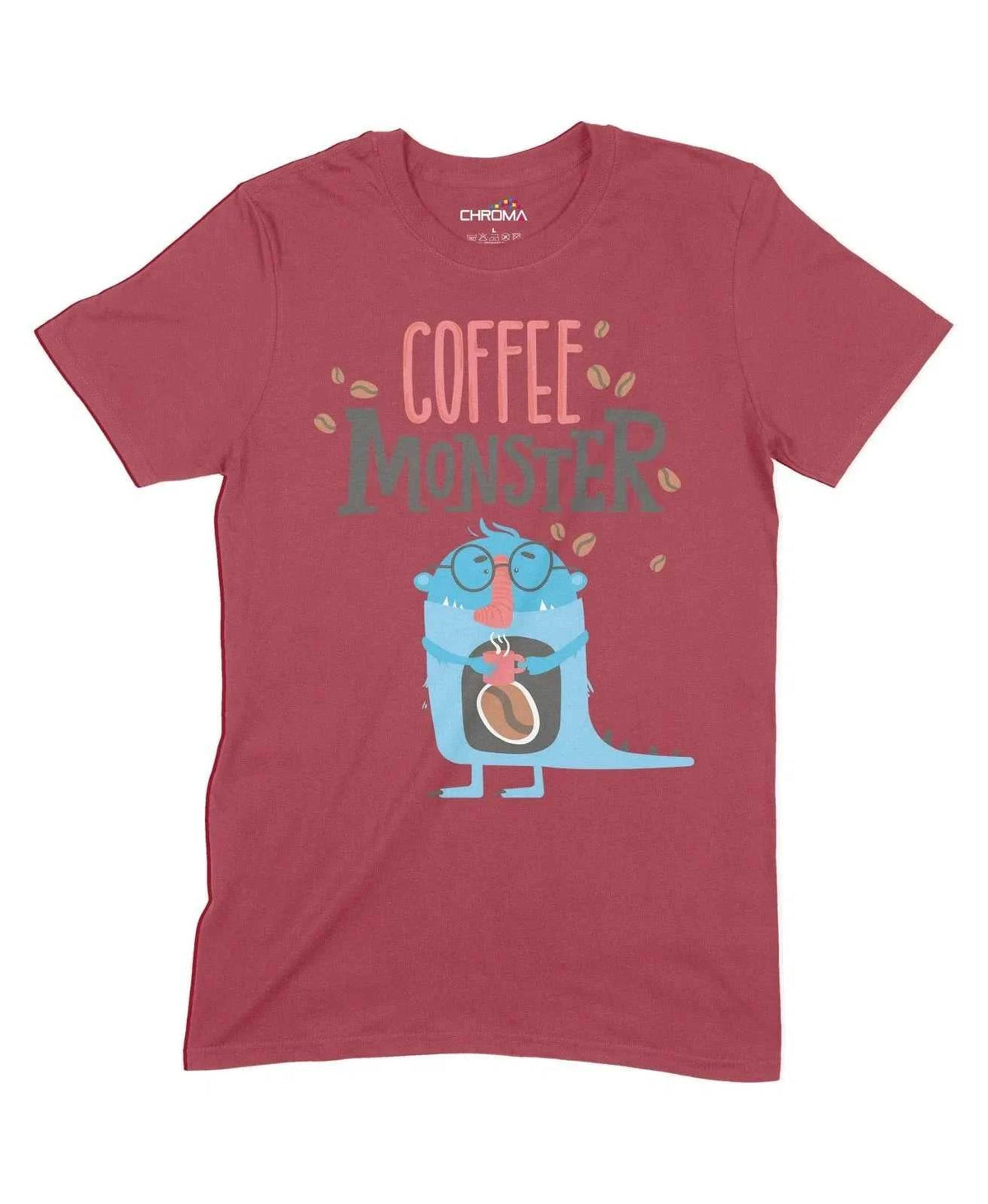 Coffee Monster Unisex Adult T-Shirt Chroma Clothing