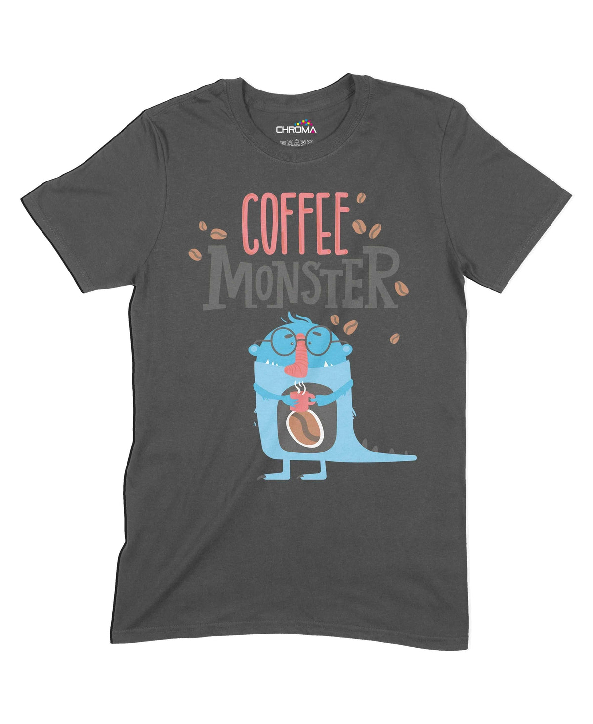 Coffee Monster Unisex Adult T-Shirt Chroma Clothing