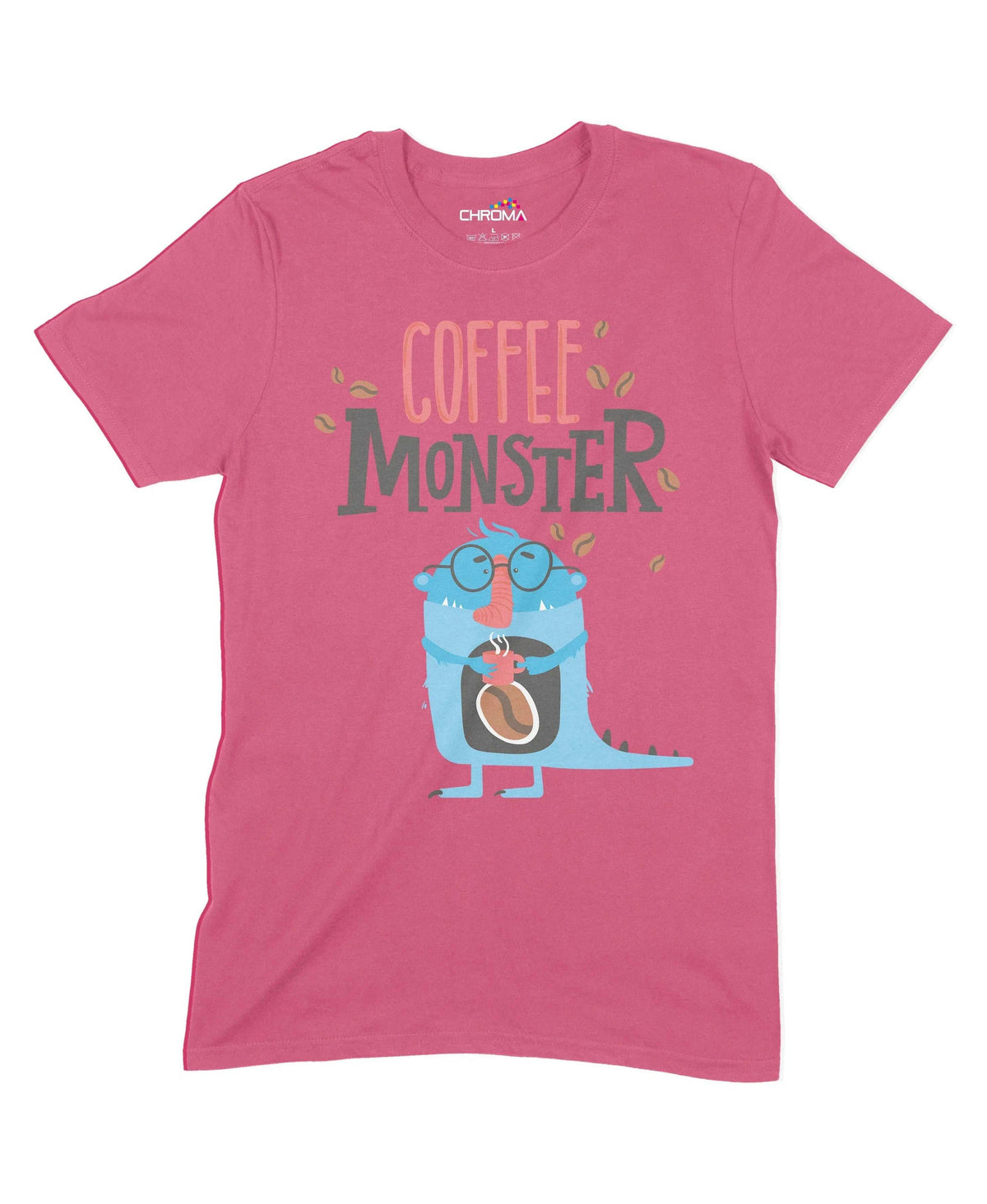 Coffee Monster Unisex Adult T-Shirt Chroma Clothing