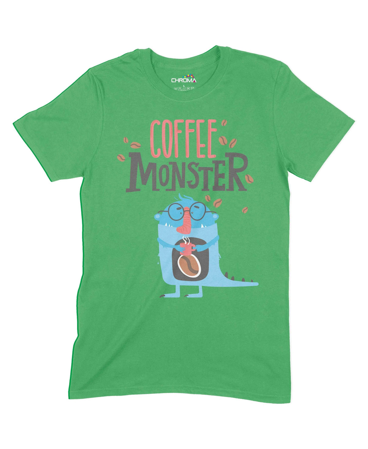 Coffee Monster Unisex Adult T-Shirt Chroma Clothing