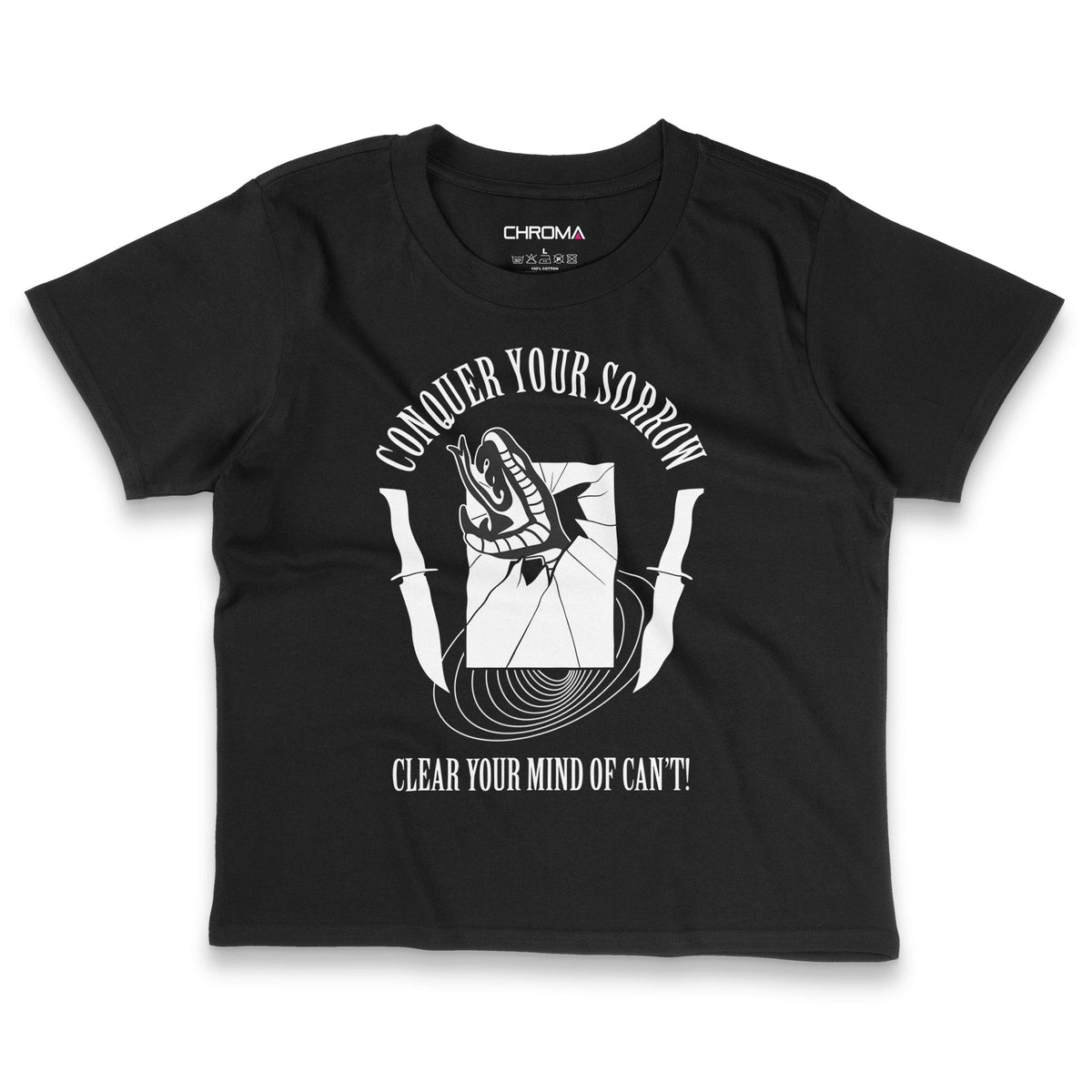 Conquer Your Sorrow | Women's Cropped T-Shirt Chroma Clothing