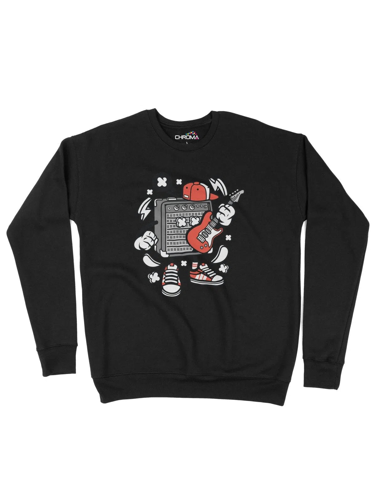 Cool Guitar Hero Dude Unisex Adult Sweatshirt Chroma Clothing