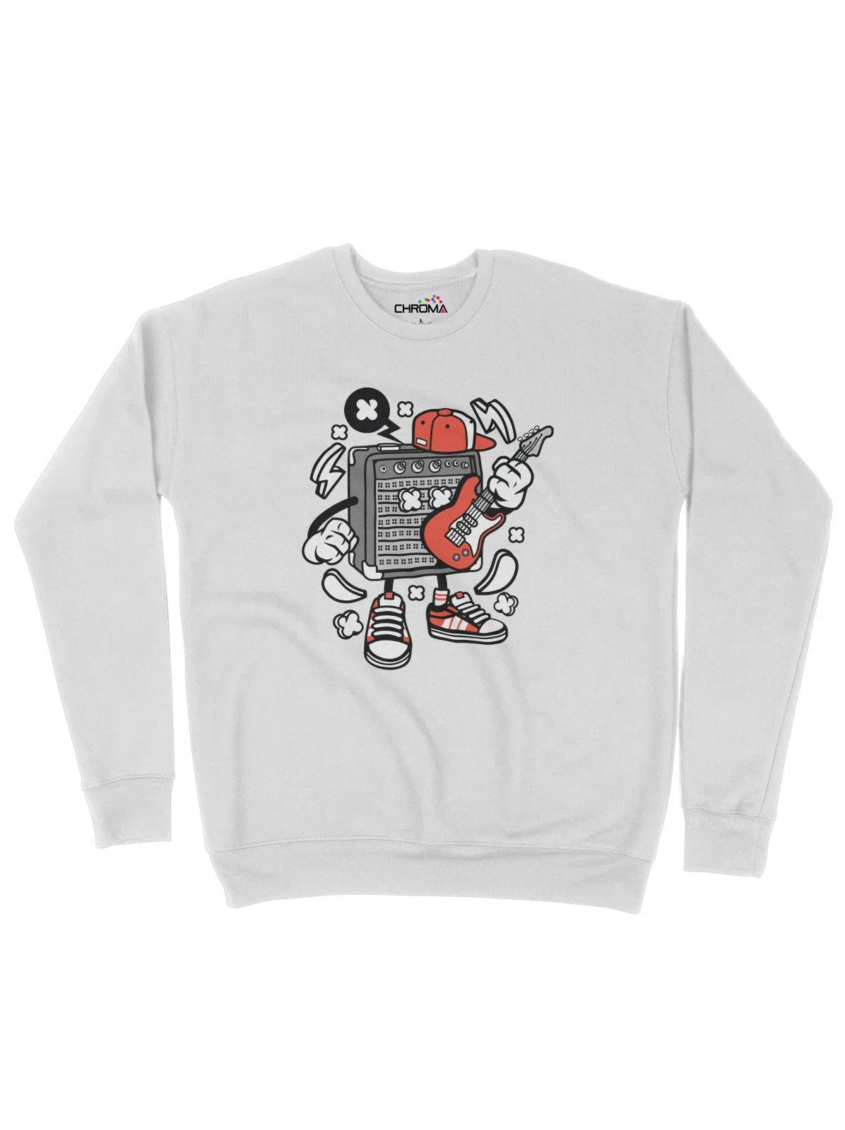 Cool Guitar Hero Dude Unisex Adult Sweatshirt Chroma Clothing