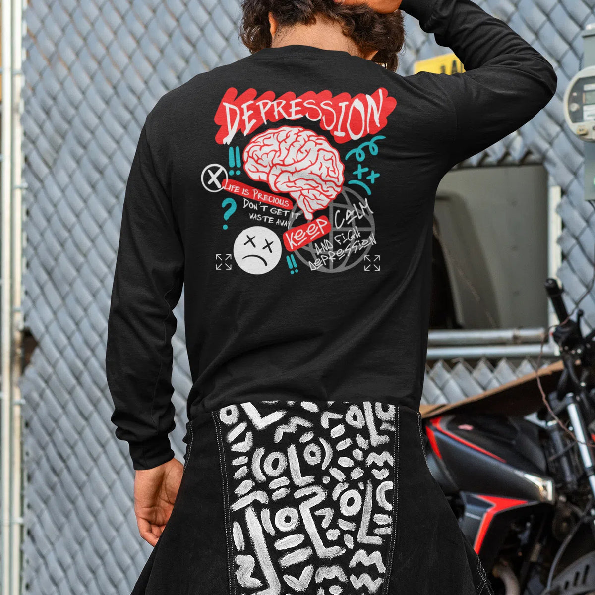 Depression | Dual Print | Long-Sleeve T-Shirt | Premium Quality Street Chroma Clothing