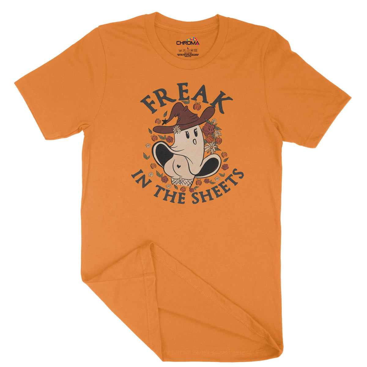 Freak In The Sheets Halloween Unisex Adult T-Shirt | Premium Halloween Chroma Clothing