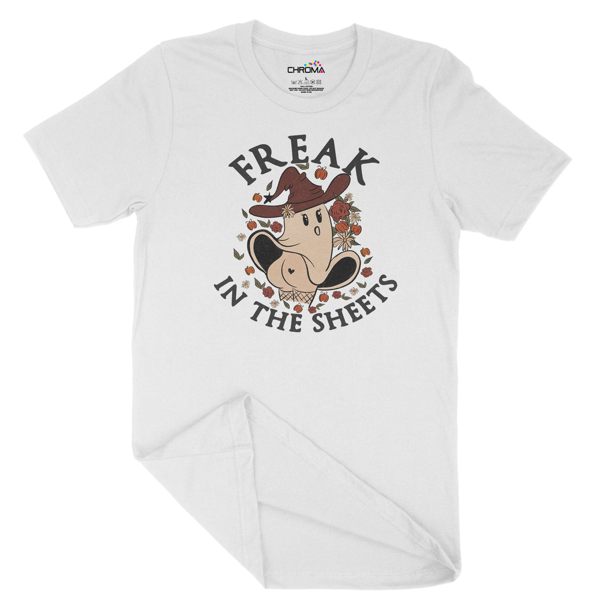 Freak In The Sheets Halloween Unisex Adult T-Shirt | Premium Halloween Chroma Clothing