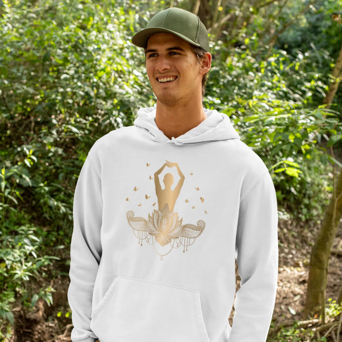 Gold Yoga Prayer Unisex Adult Pullover Hoodie Chroma Clothing