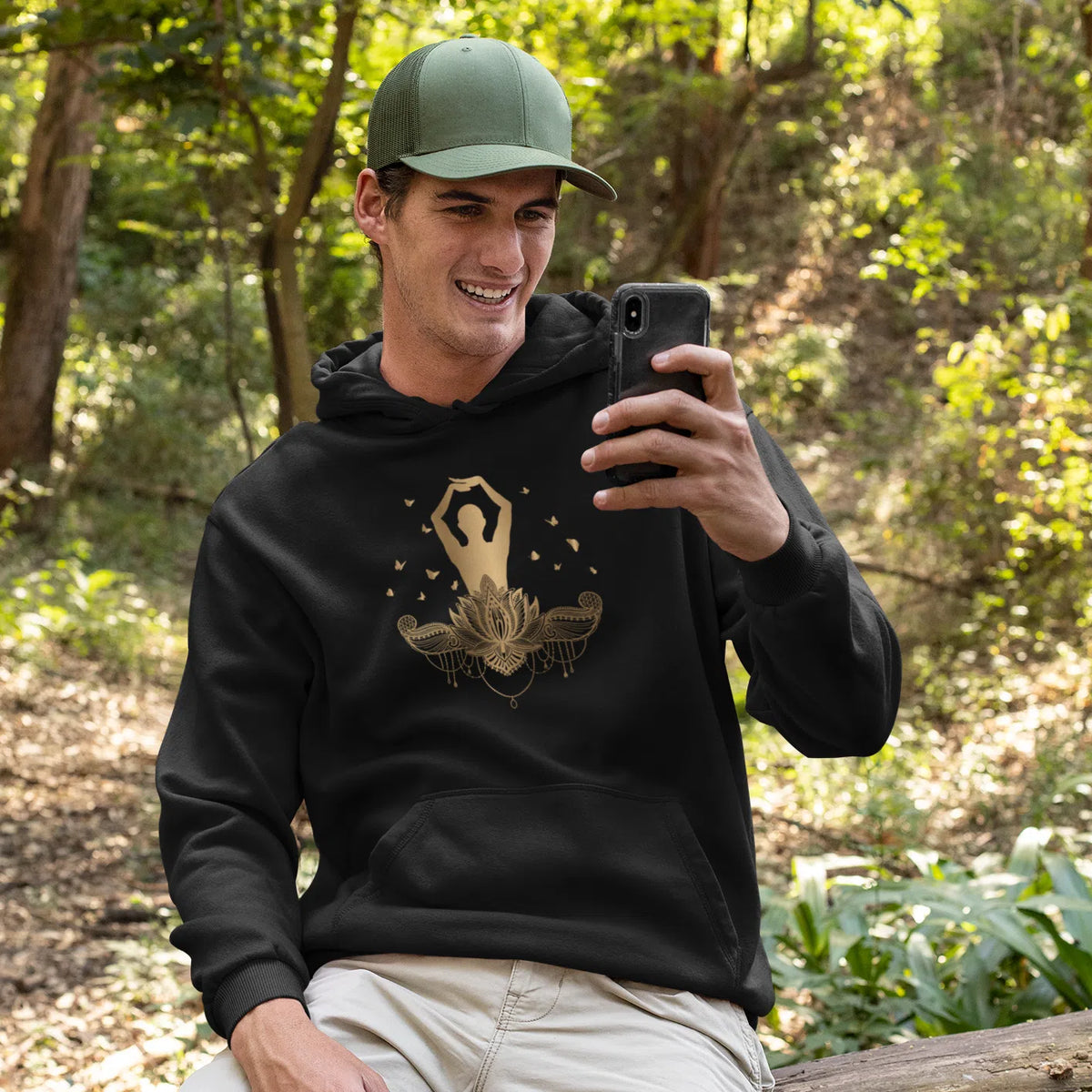 Gold Yoga Prayer Unisex Adult Pullover Hoodie Chroma Clothing