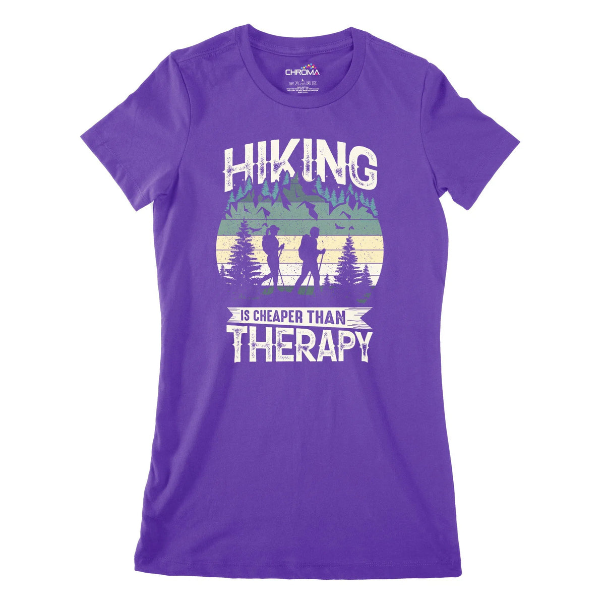 Hiking Is Cheaper Than Therapy Women's Classic Fitted T-Shirt Chroma Clothing