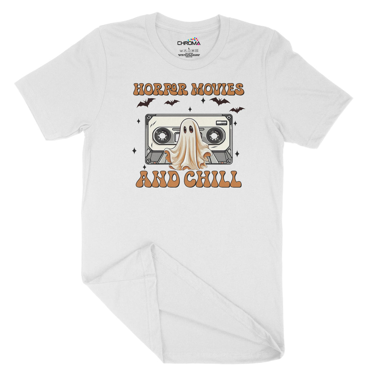 Horror Movies And Chill Unisex Adult T-Shirt | Premium Halloween Cloth Chroma Clothing