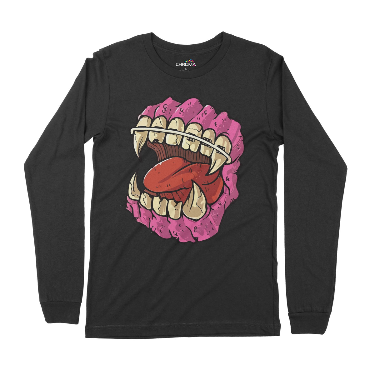 Horror Teeth | Long-Sleeve T-Shirt | Premium Halloween Clothing | Prem Chroma Clothing