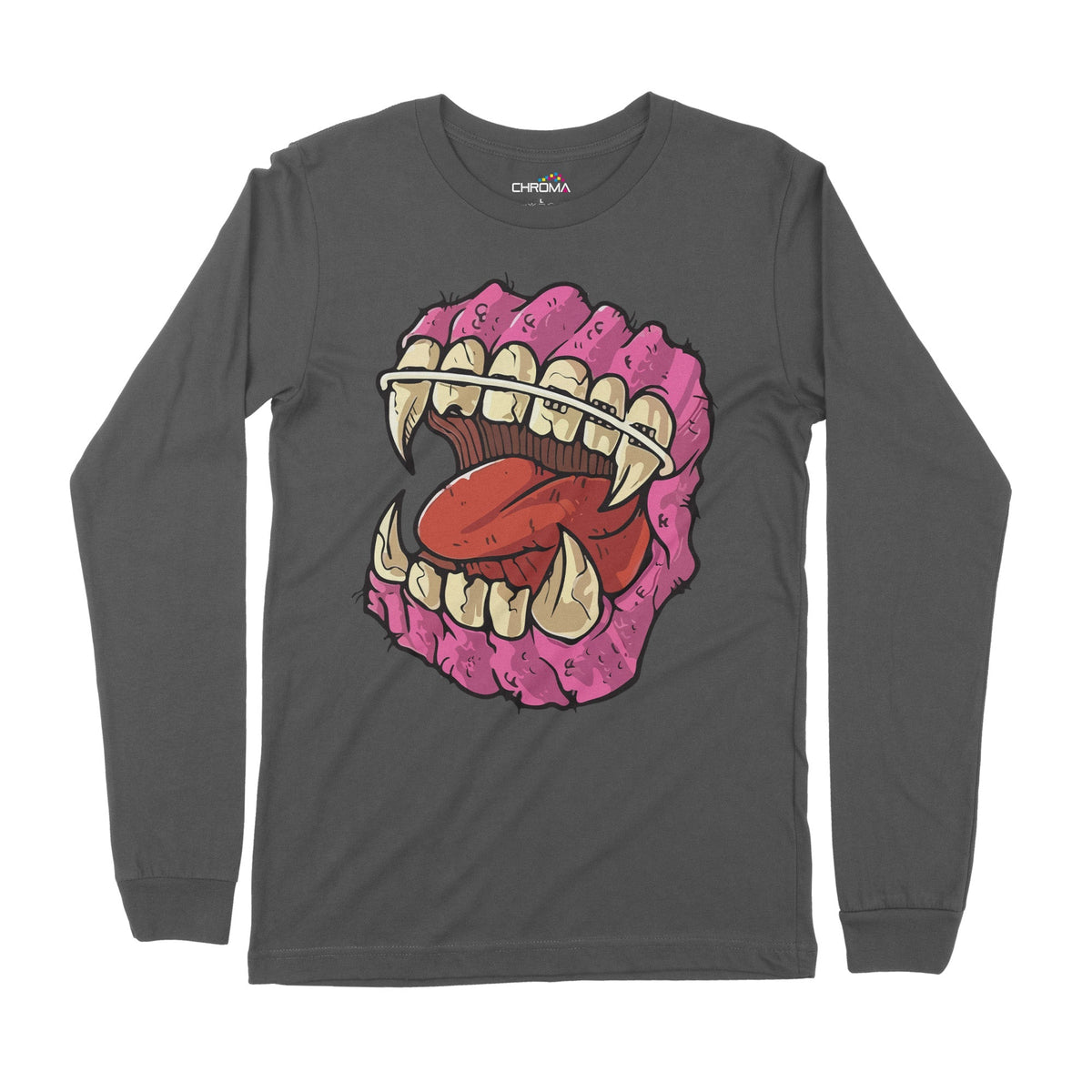 Horror Teeth | Long-Sleeve T-Shirt | Premium Halloween Clothing | Prem Chroma Clothing