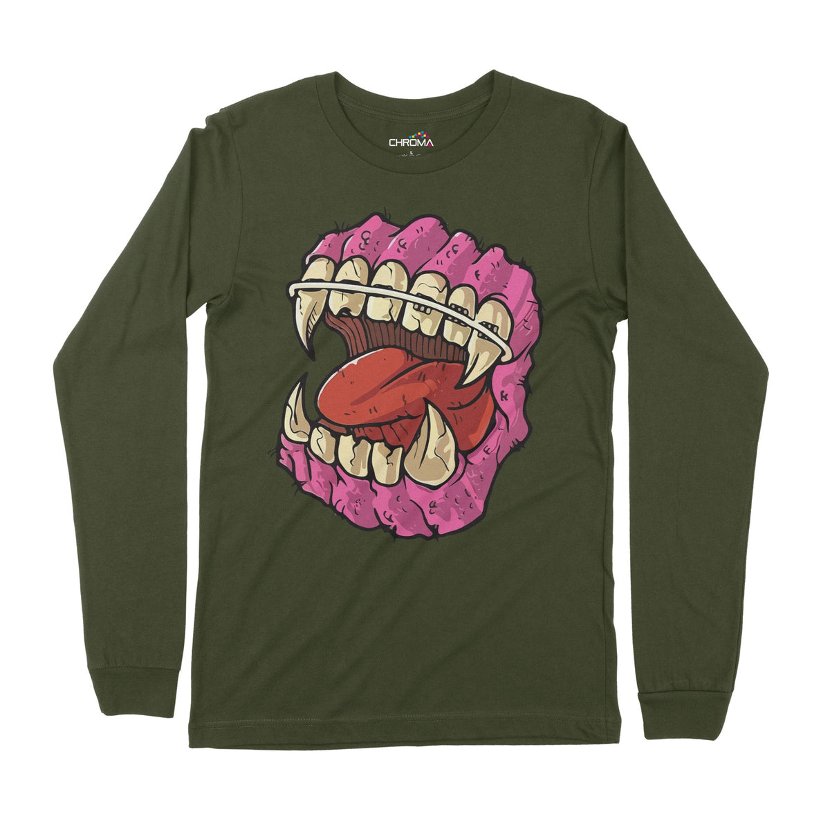 Horror Teeth | Long-Sleeve T-Shirt | Premium Halloween Clothing | Prem Chroma Clothing