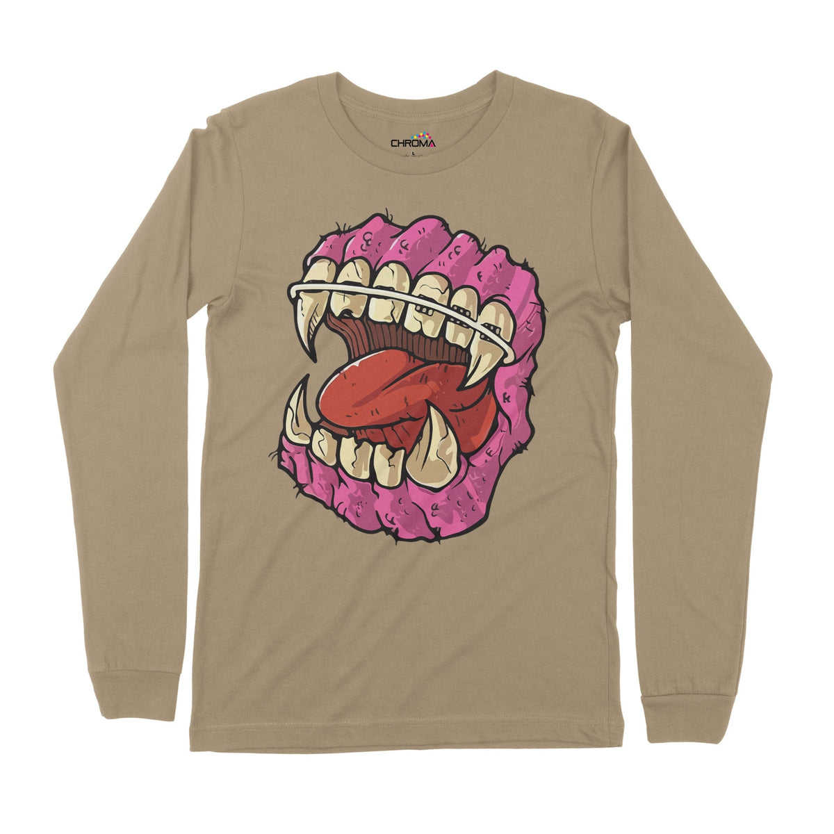 Horror Teeth | Long-Sleeve T-Shirt | Premium Halloween Clothing | Prem Chroma Clothing