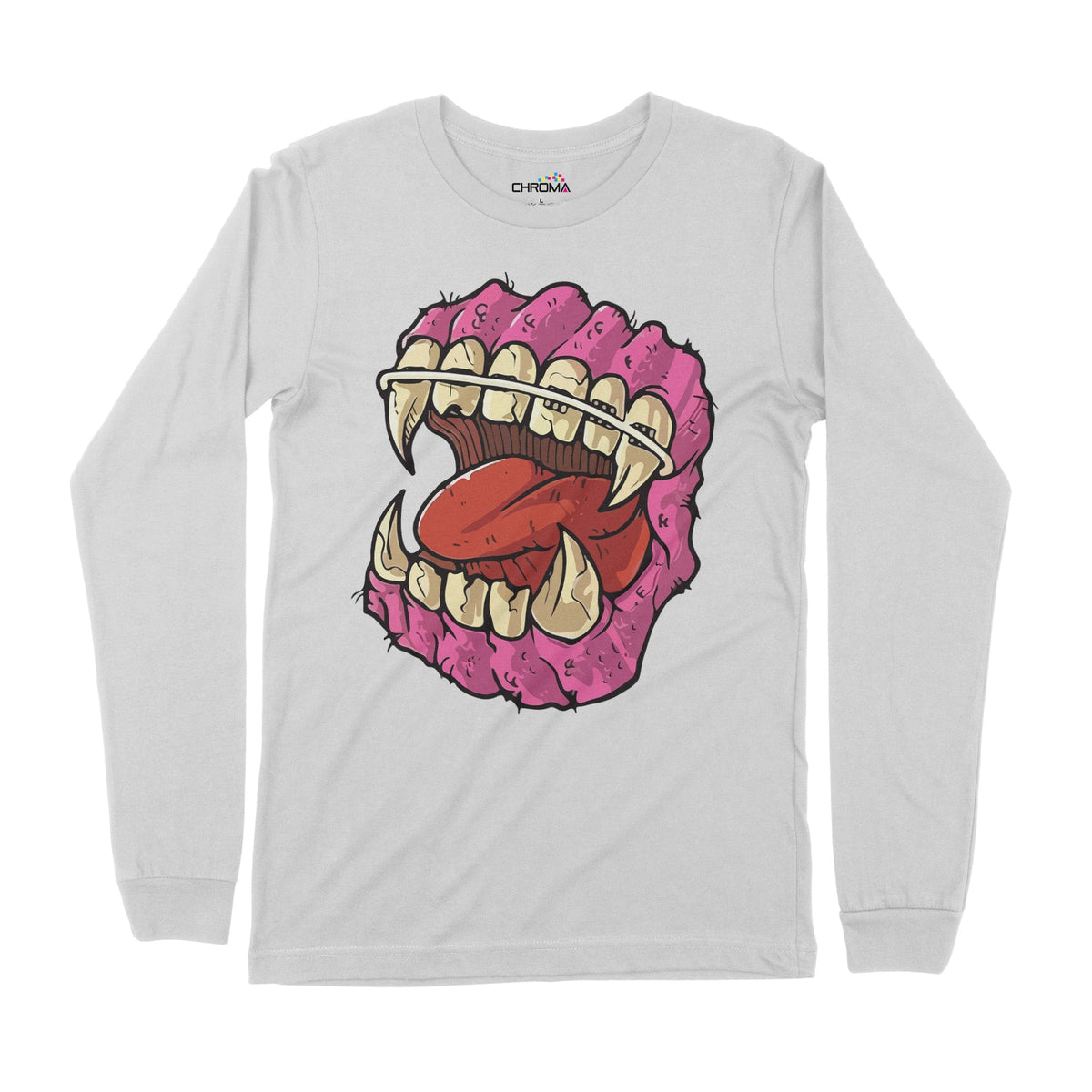 Horror Teeth | Long-Sleeve T-Shirt | Premium Halloween Clothing | Prem Chroma Clothing