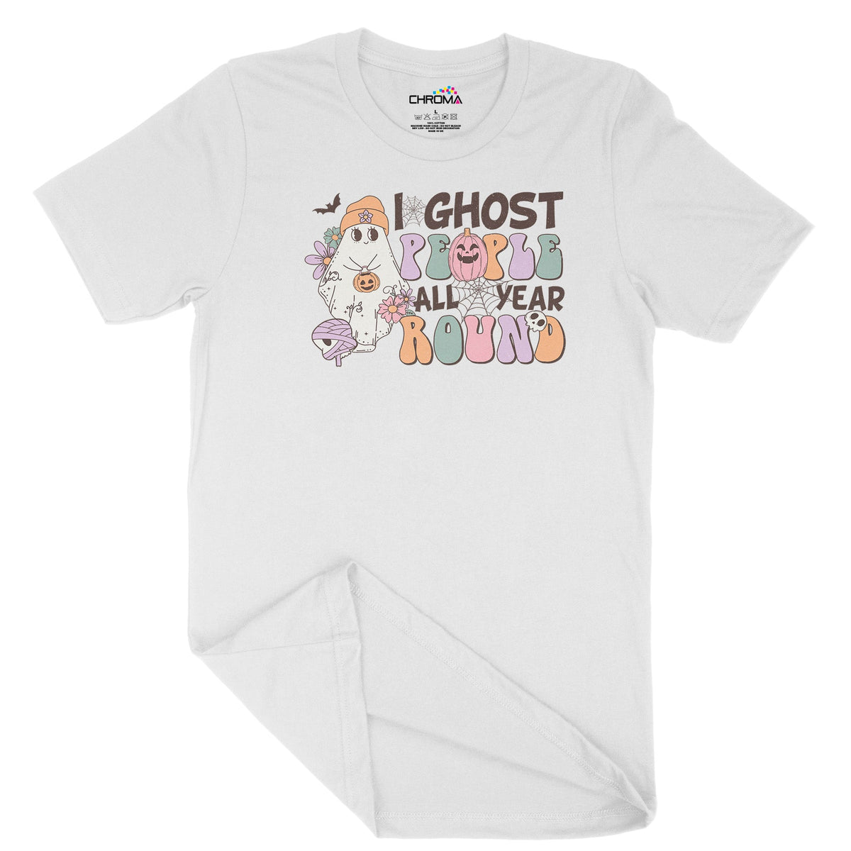 I Ghost People All Year Round Unisex Adult T-Shirt | Premium Halloween Chroma Clothing