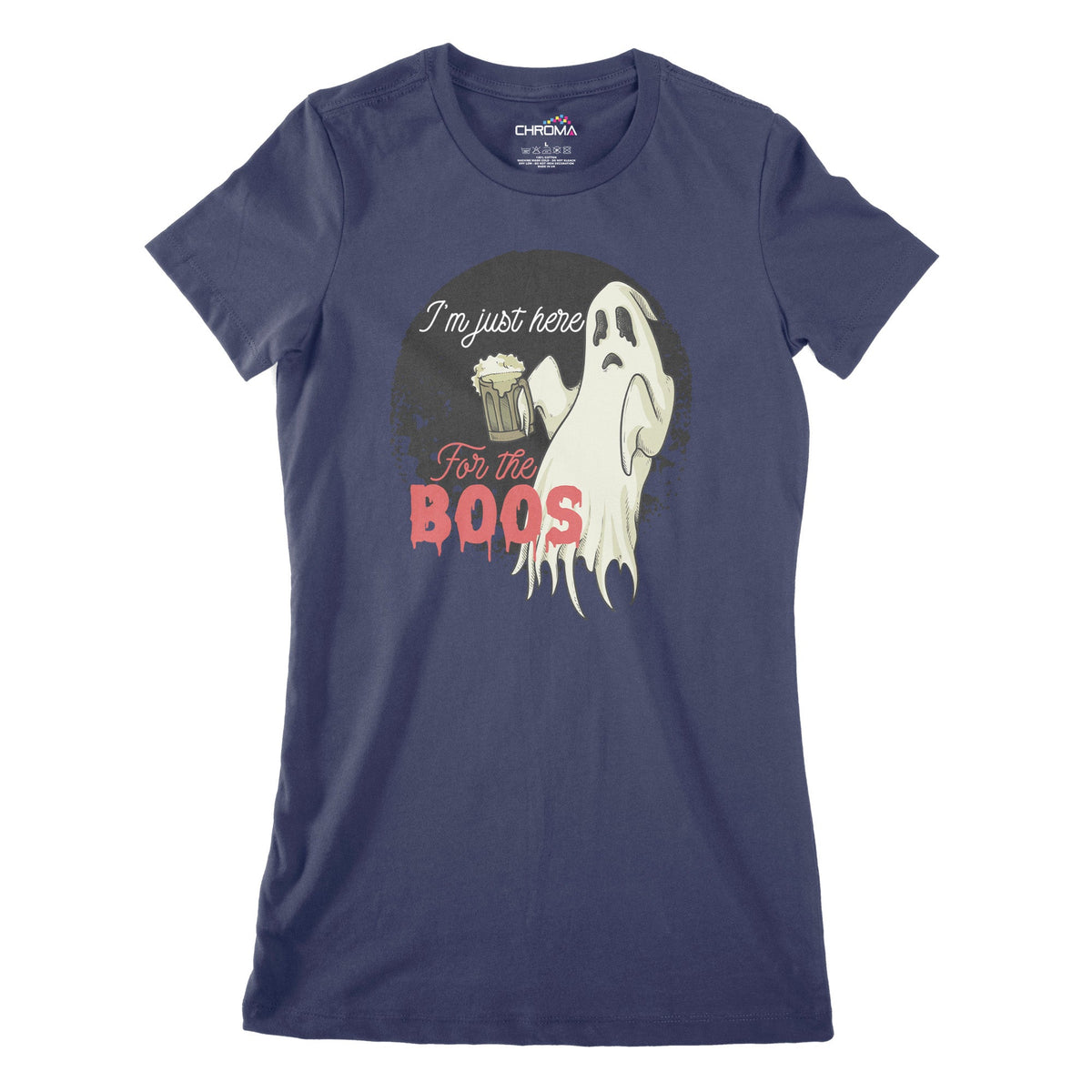 Womens Halloween Shirt For Women Im Just Here For The Boos Wine T-Shirt